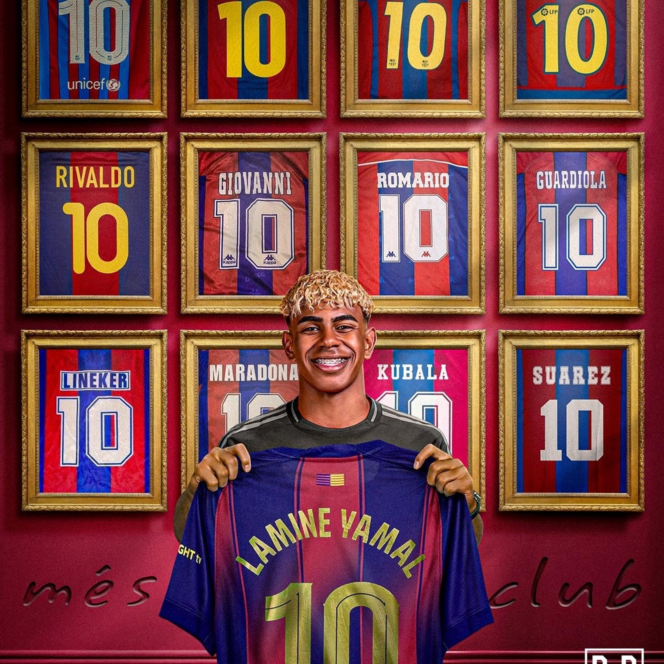 包含亚马尔与巴萨完成续约，新赛季将身披10号球衣的词条